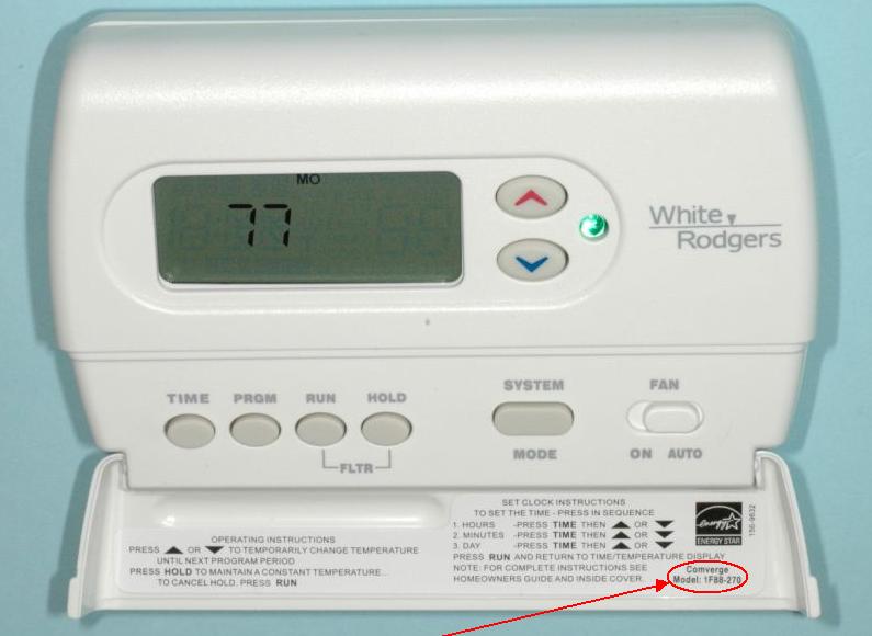 Picture of Recalled Thermostat Showing Location of Model Number