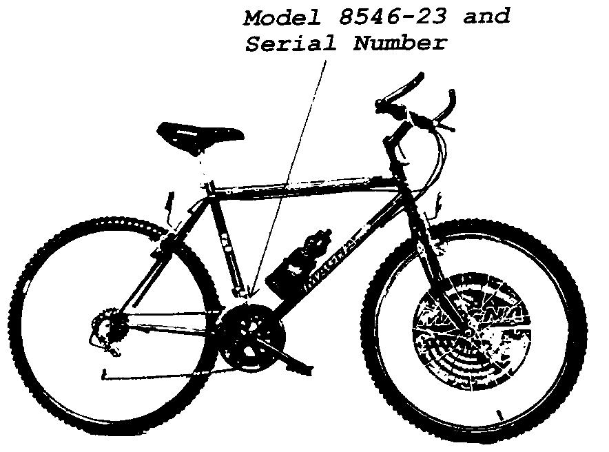 Location of Model and Serial Number on Bicycle