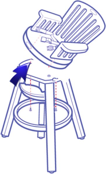 Diagram of recalled high chair showing how the seat can get detached from the base