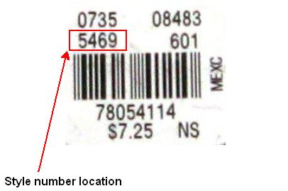 Style number location