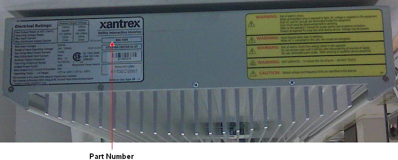Picture of label showing location of part number
