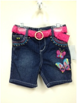 Picture of Recalled Pink Angel Embroidered Girls' Denim Shorts