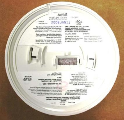 Picture of Recalled 10000 Series Carbon Monoxide (CO) Alarm