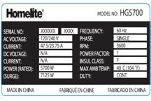 Picture of Homelite Label
