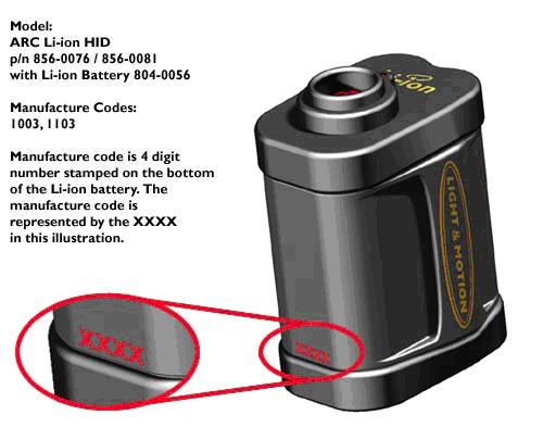 Picture of Recalled Bicycle Light Battery