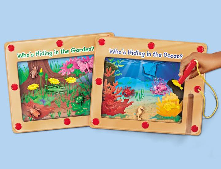 Picture of Recalled Who's Hiding in the Garden? and Who's Hiding in the Ocean? magnetic maze boards
