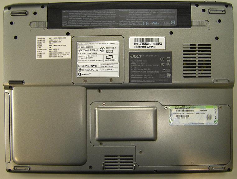 Picture of Recalled Notebook Computer (bottom)